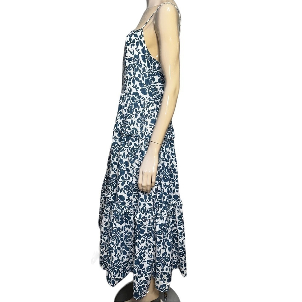 Cara Cara Women’s Size L Indigo Blue White Block Print Harbour Island Maxi Dress - Picture 7 of 9